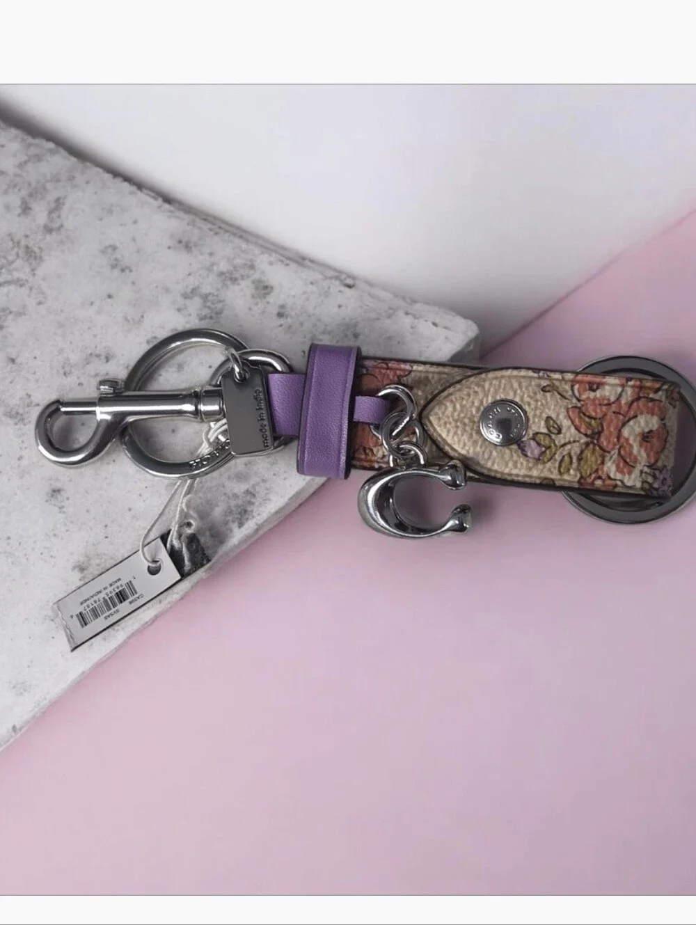 NWT-Coach Trigger Charm Floral Print Keychain Authentic- Accessories